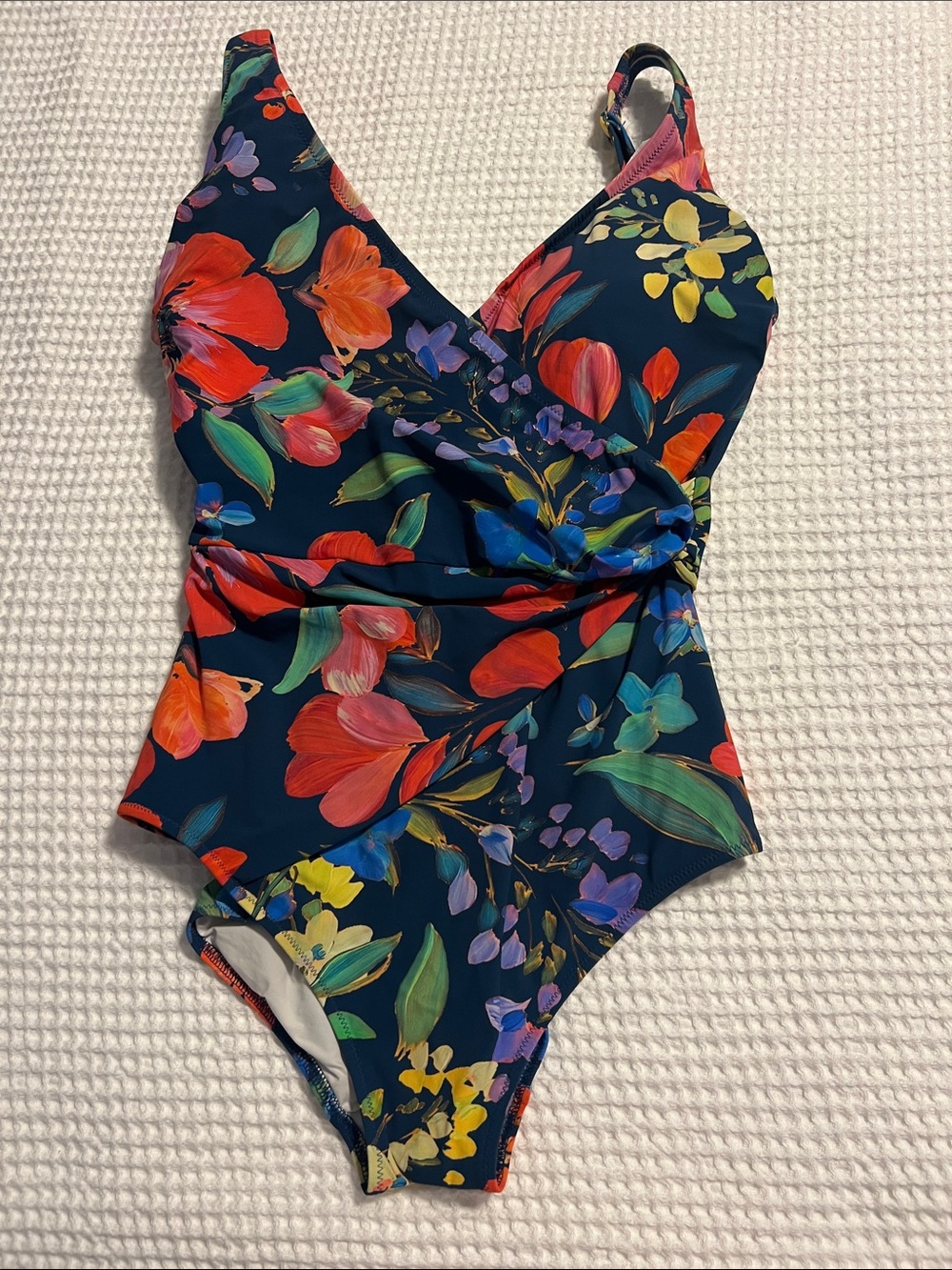 Gottex Navy One-Piece Swimsuit with Bright Floral Print